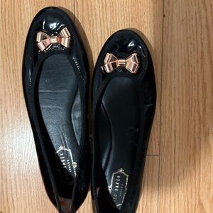 Ted Baker Black Flats with Metallic Bow